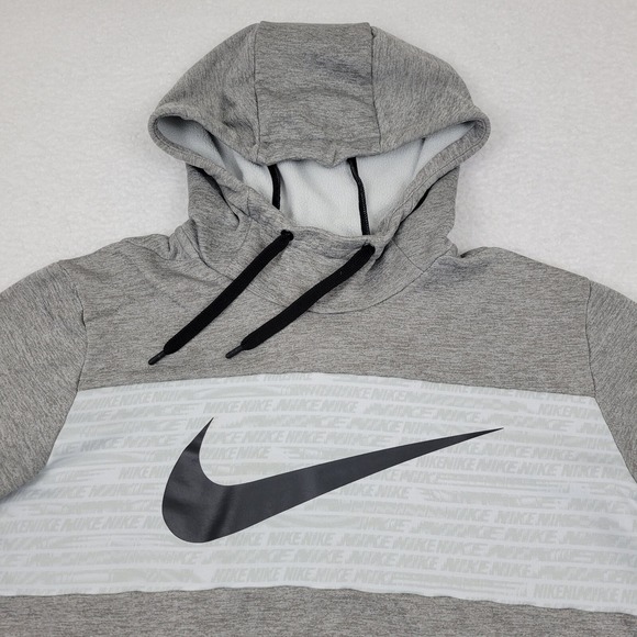 Nike Therma Fleece Pull Over GFX 2 Hoodie Mens‎ Large L Gray BV2764-063 - Picture 1 of 9